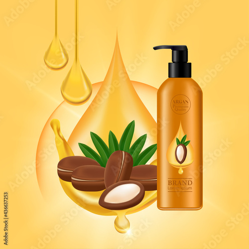 Argan extract for hair product vector illustration.