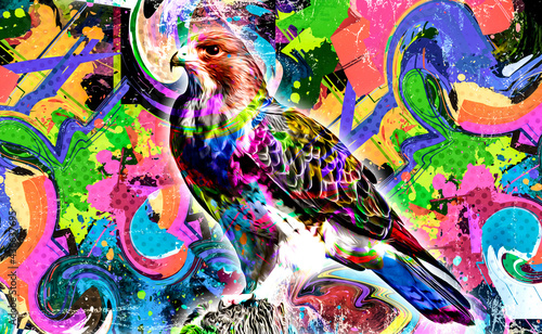  eagle head  and creative abstract elements on colorful background