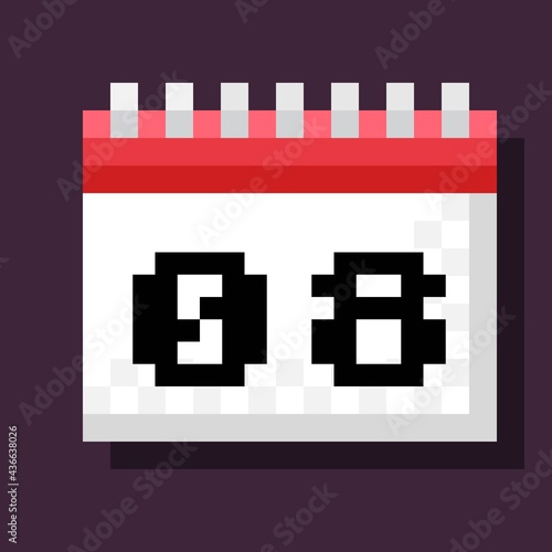 Calendar pixel art. Vector illustration.
