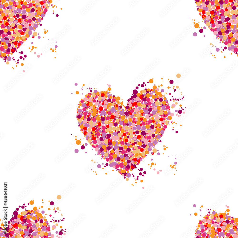 Background of rainbow dots in the shape of heart