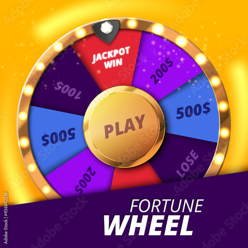 Colorful wheel of luck or fortune infographic. Vector illustration. Online casino background. Vector illustration