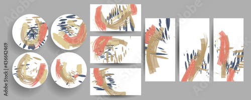 A set of gentle pastel restrained pale of templates for posting for social media stories trending or for printing postcards with your brand