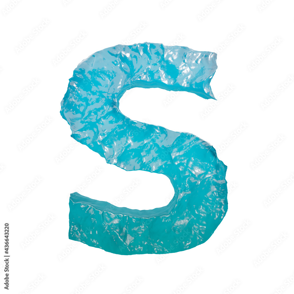 Ocean Font. Sea water text alphabet letter S. 3d render. Ocean Font. Sea water text alphabet letter S. 3d render.