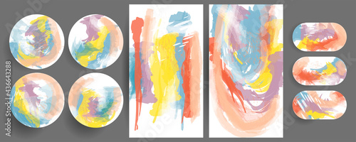 A set of gentle pastel restrained pale of templates for posting for social media stories trending or for printing postcards with your brand