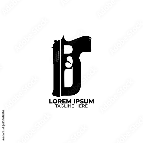 Pistol or gun concept B logo letter.