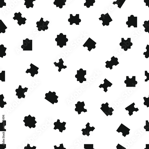 Seamless pattern in drawings of puzzles. Digital art for backgrounds, covers, textile printing, wrapping paper, clothing. White isolated background. 