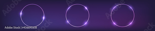 Neon round frame with shining effects