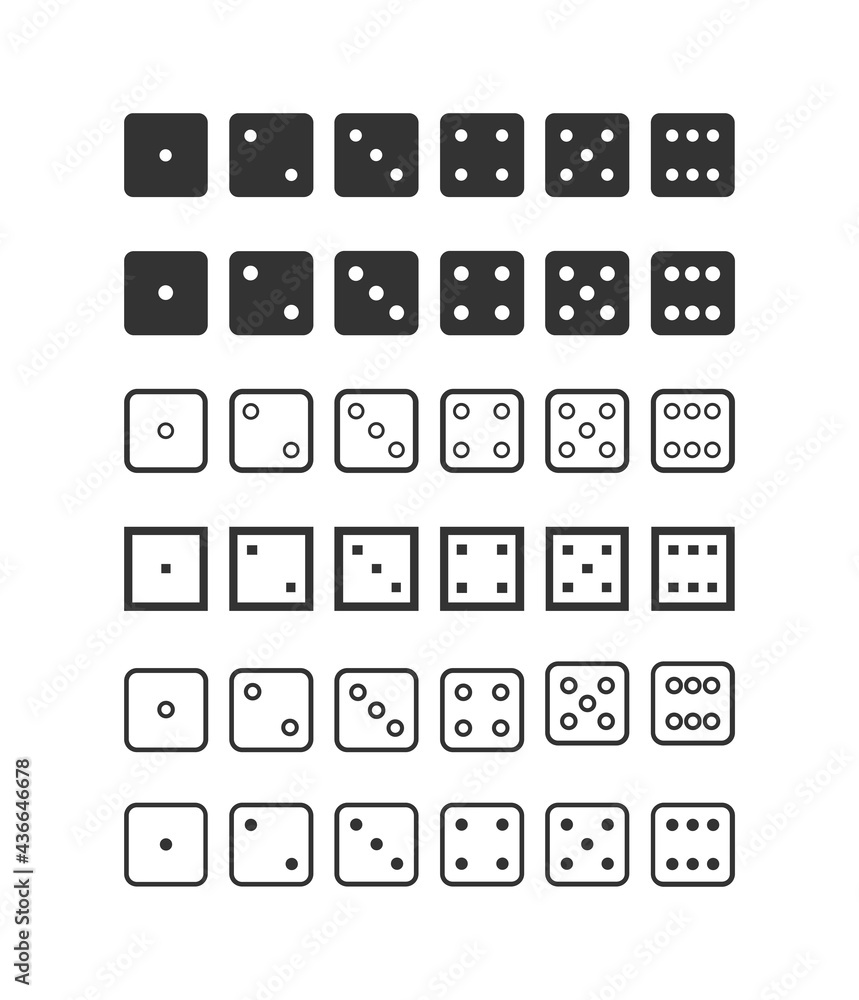 Dice vector big icon set. Dice symbol Dice vector big icon set. Dice symbol