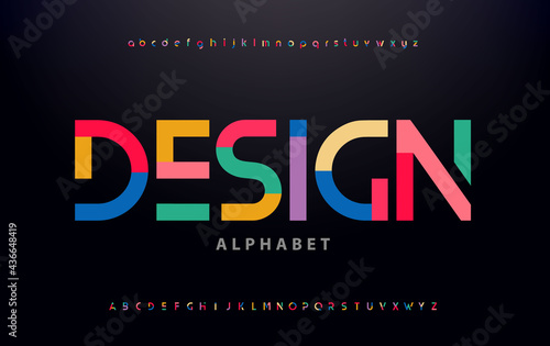 Wallpaper Mural Modern bright colorful font, alphabet letters and numbers Torontodigital.ca