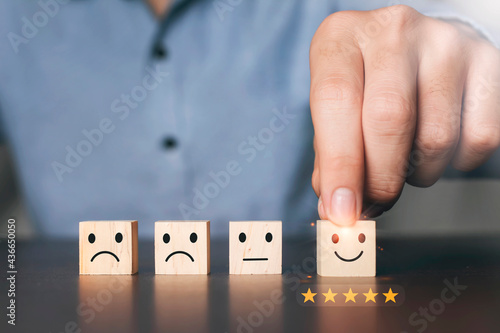 Satisfaction survey concept, customer services best excellent business rating experience.