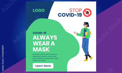 Corona Virus Vaccine Social Media, Stop Covid-19 concept, Prevention of Covid-19, People keeping distance for infection risk and disease, Coronavirus, Vector Illustration, Stock Illustration