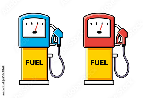Petrol fuel pump isolated, gas filling station icons.
