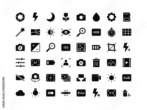 Camera Interface Glyph Icon Set