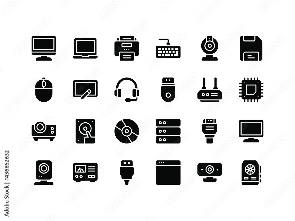 Computer and IT Glyph Icon Set