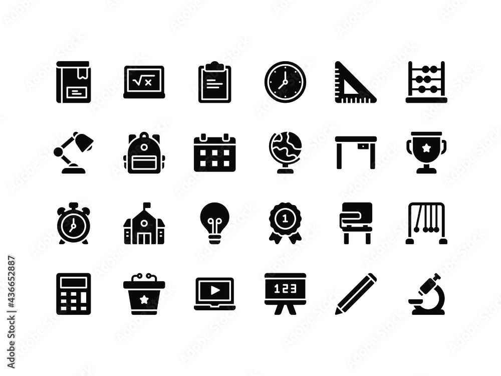 School and Education Glyph Icon Set School and Education Glyph Icon Set