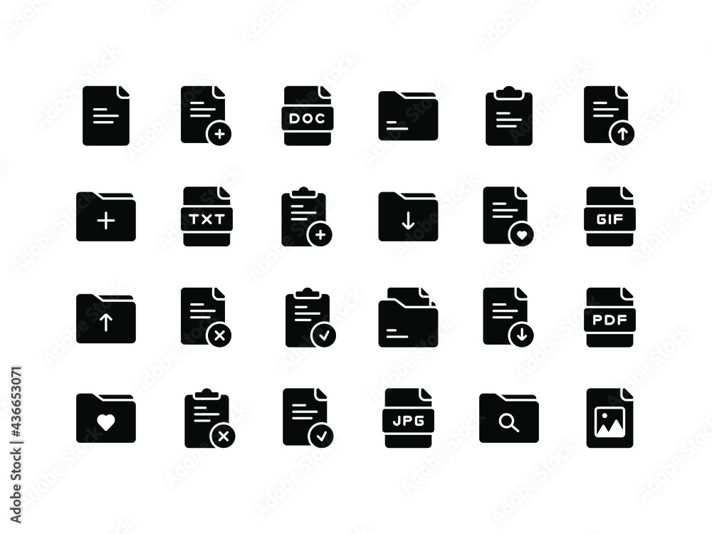 File and Document Glyph Icon Set