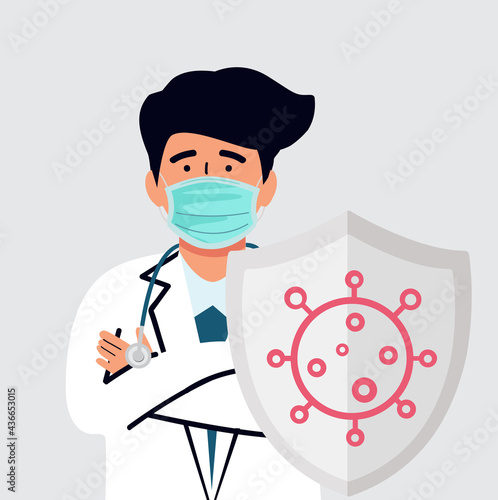 Doctor with shield against the coronavirus