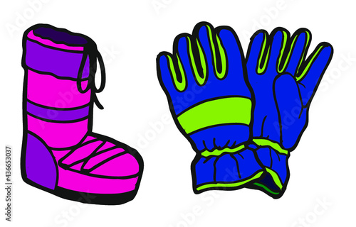 boots, bottes de neige, après-ski, gants sports d'hiver
