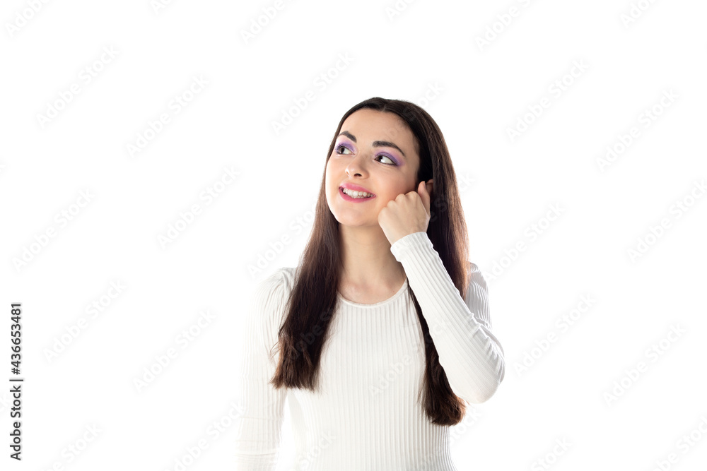Portrait of beautiful teen girl with purple makeup closeup Portrait of beautiful teen girl with purple makeup closeup