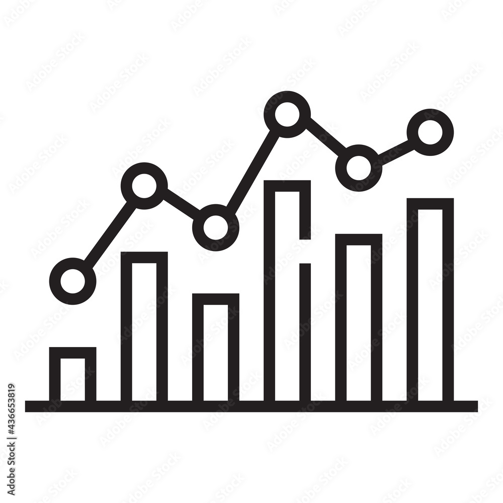 Cryptocurrency growth chart outline icon isolated on white background. Cryptocurrency growth chart outline icon isolated on white background.