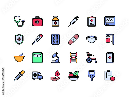 Healthcare and Medical Lineal Color Icon Set