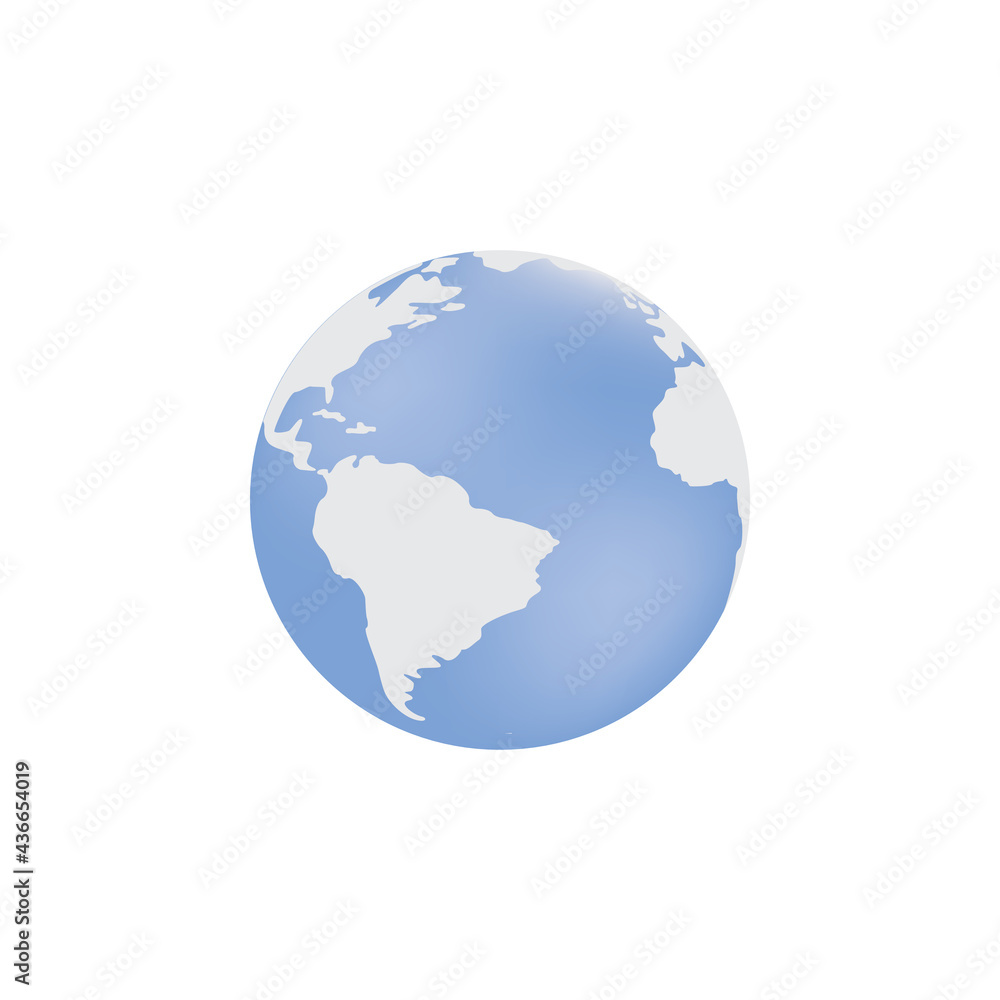 Light blue Earth globe with American continent - abstract world map