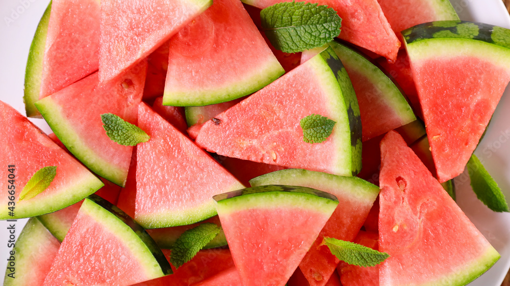 fresh watermelon sliced- top view fresh watermelon sliced- top view