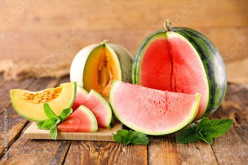 juicy fresh watermelon and melon fruit photo