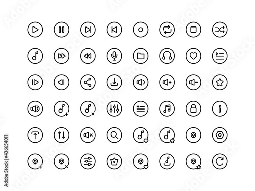 Music Player Buttons Outline Icon Set