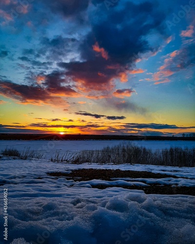 sunset over the river