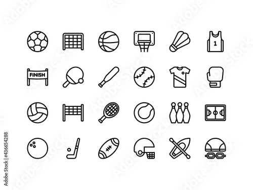 Sports and Fitness Outline Icon Set