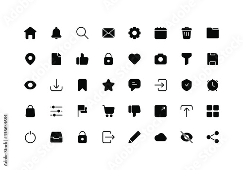 User Interface Glyph Icon Set