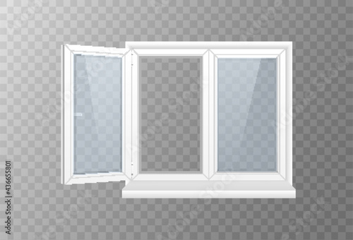 Set of realistic windows metal roller blind.
