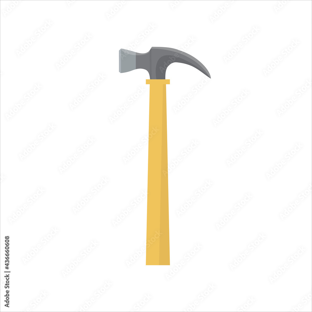 Hammer tool icon on white background. Handyman tool for home repair. Flat style, vector illustration. Hammer tool icon on white background. Handyman tool for home repair. Flat style, vector illustration.