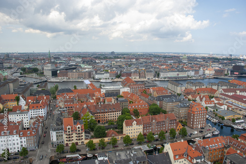 Canvas Print Aerial or drone view over the city of Copenhagen, Denmark