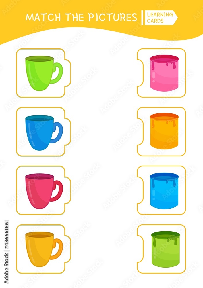 Matching children educational game. Match by color. Activity for pre sсhool years kids and toddlers.