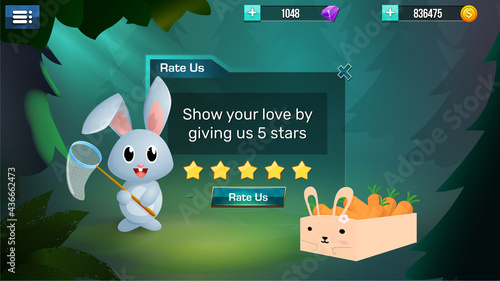  Casual kids game screens. Game assets , beautiful background ,game settings and menu buttons.100% editable Zip file contains Jpg and Eps.