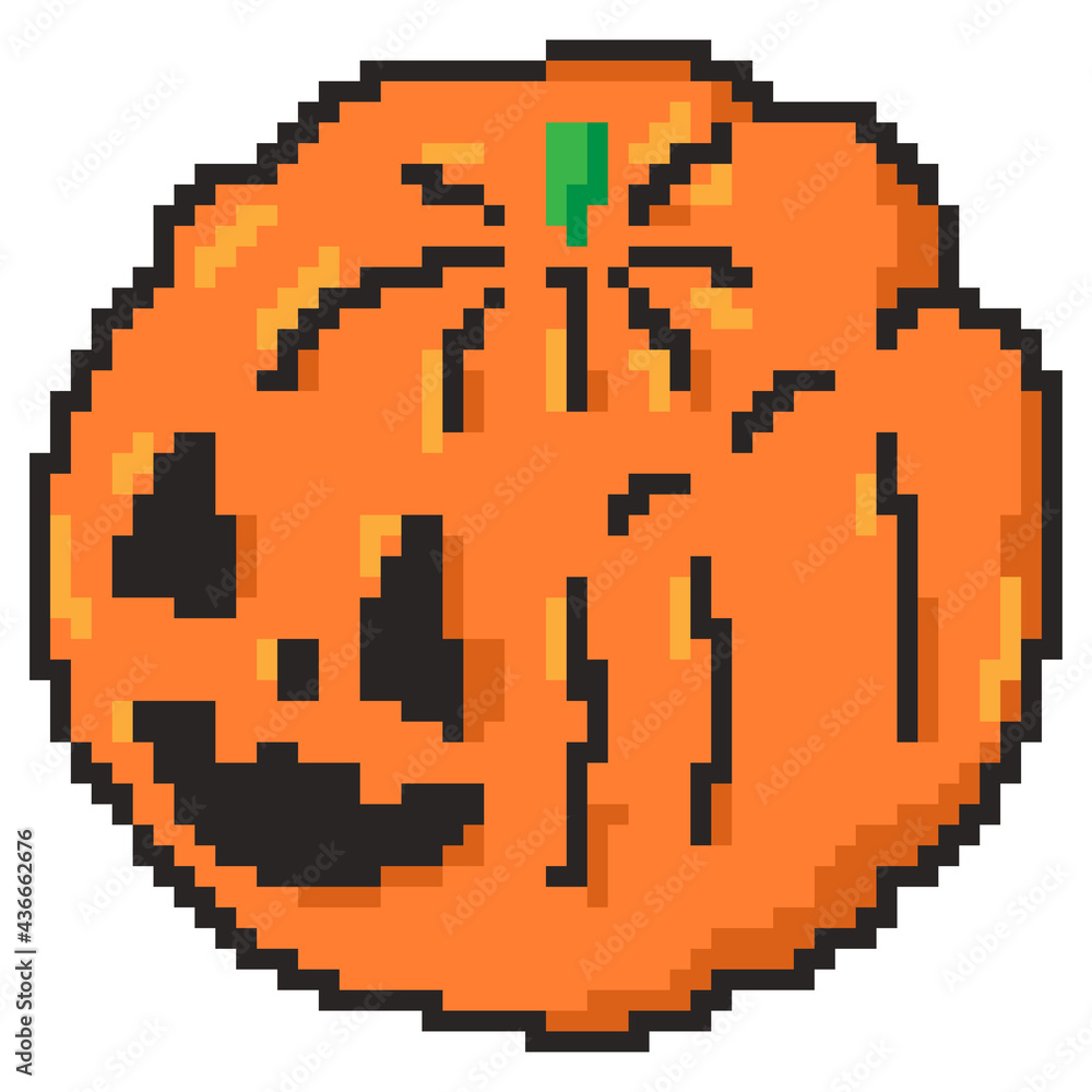 Pumpkin pixel art vector Halloween character isolated on a white background. Pumpkin pixel art vector Halloween character isolated on a white background.