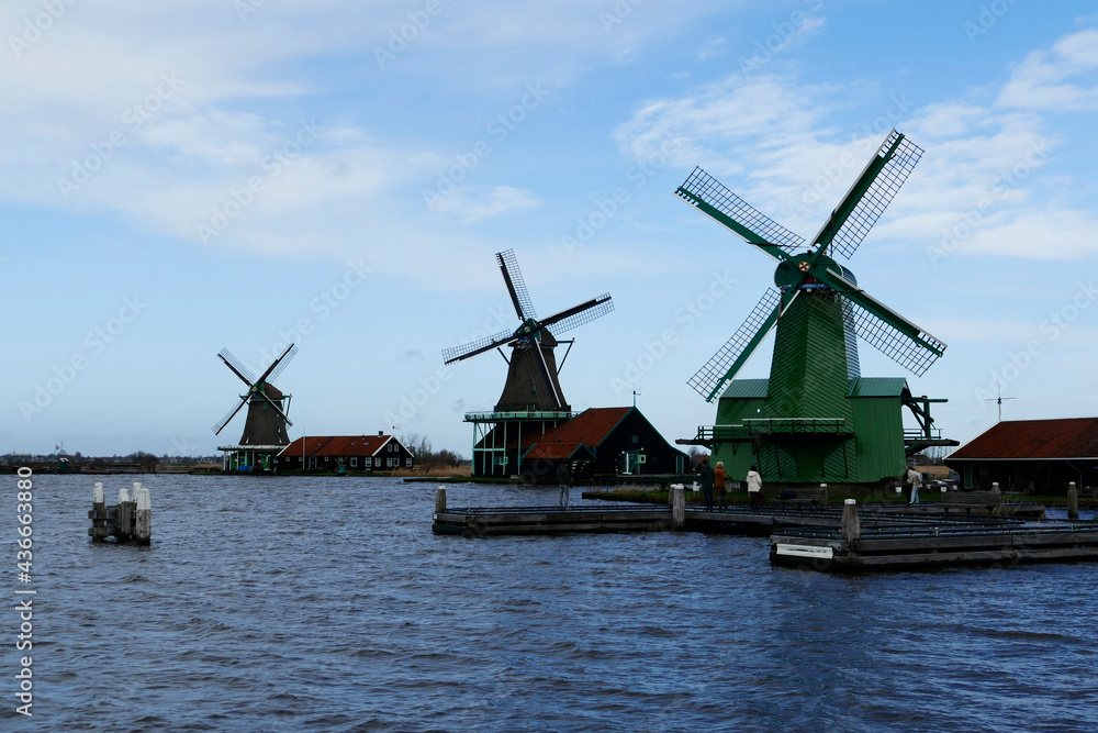 Classic windmills of Zaanse Schans in the Netherlands