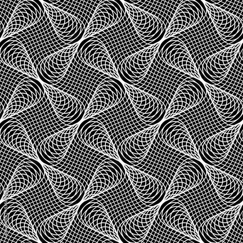 Vector black white seamless pattern. Abstract moire texture of lines for wallpaper or textile design.
