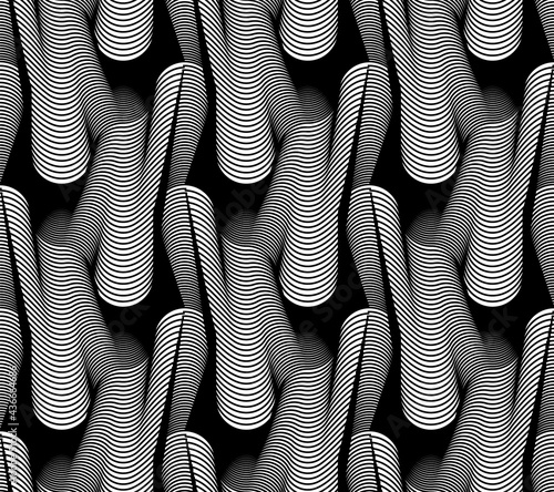 Vector black white seamless pattern. Abstract moire texture for wallpaper or textile design.