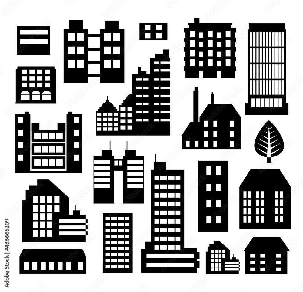 Set of silhouettes Architecture vector illustration city for business