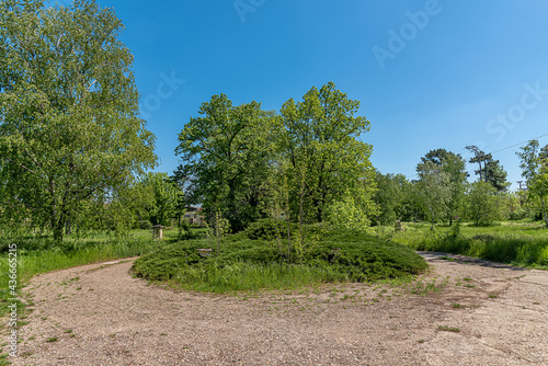 Novo Milosevo, Serbia - May 04, 2021: Park of Karaconji Castle in Novi Milosevo was built in 1857 and is one of the cultural monuments of great importance. photo