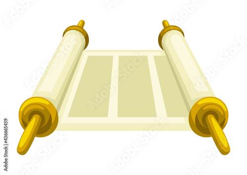Illustration of Torah Scroll. Jewish Book of Law.