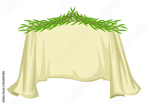 Illustration of sukkah Happy Sukkot traditional symbol.