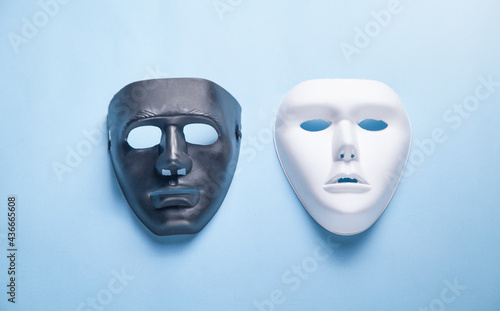 Black and white mask on the blue background.