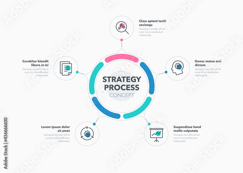 Fotografia Simple concept for strategy process diagram with five steps and place for your description