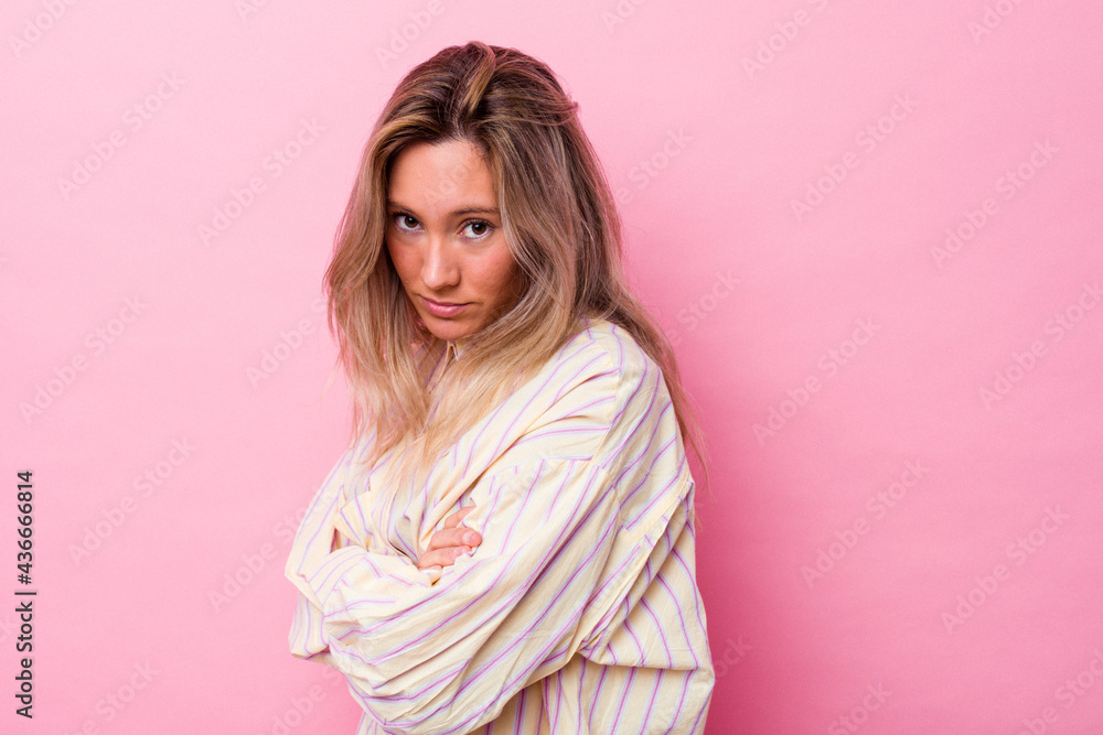 Young australian woman isolated unhappy looking in camera with sarcastic expression. Young australian woman isolated unhappy looking in camera with sarcastic expression.
