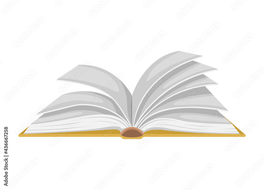 Vector illustration of an open book. Isolated illustration of flipping pages. Vector illustration of an open book. Isolated illustration of flipping pages.