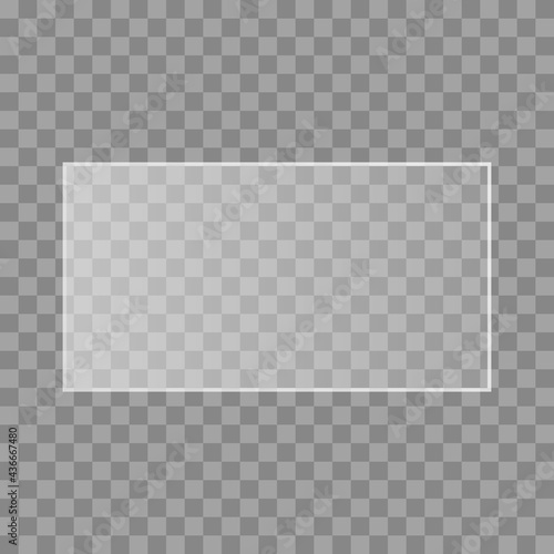 The vector png texture of rectangle glass plate, mirror, window isolated on transparent background